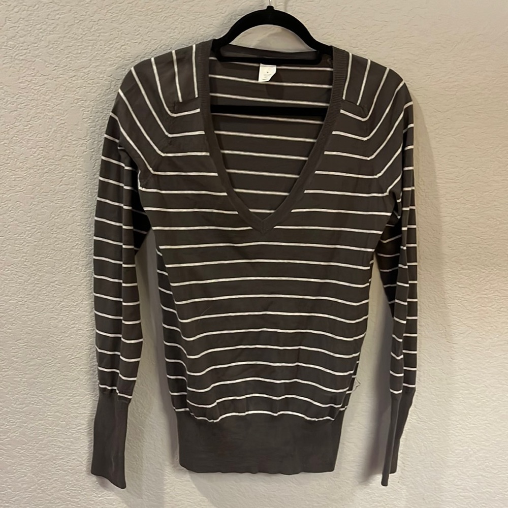 J. Crew. M. Light weight b neck stripped sweater.